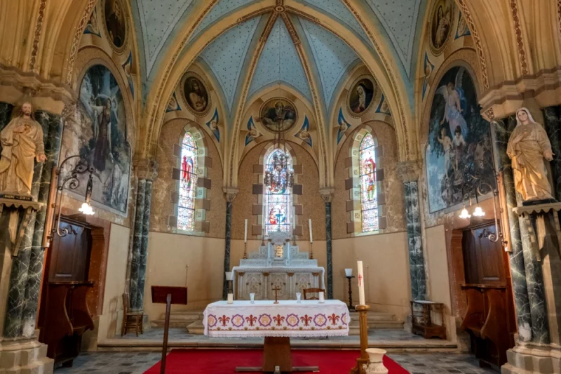 Eglise Notre Dame et peintures de Giovanni Masutti à Baleyssagues