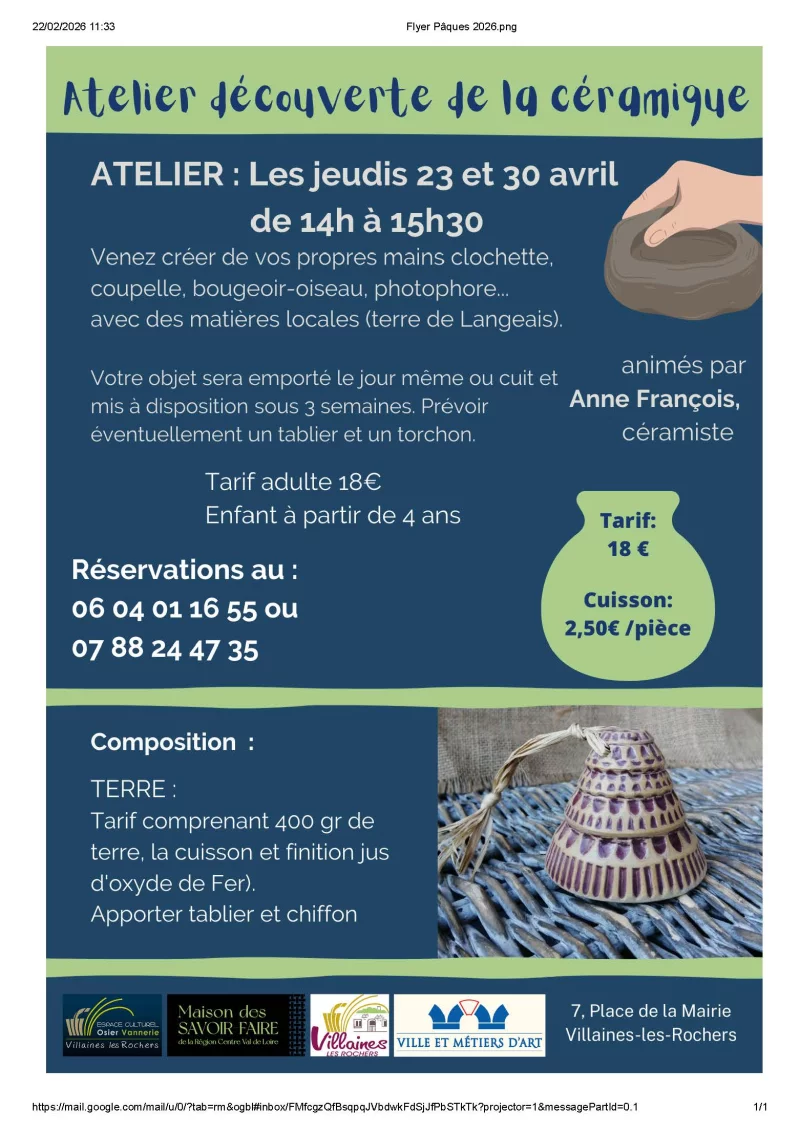 Atelier découverte de la céramique