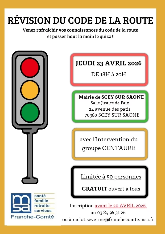 Révision du code de la route avec la MSA de Franche Comté