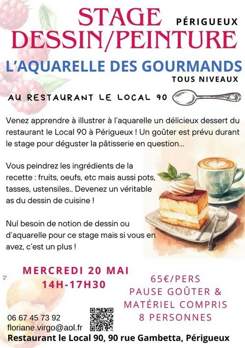 Stage Dessin - Peinture : L'aquarelle des Gourmands par Floriane VIRGO