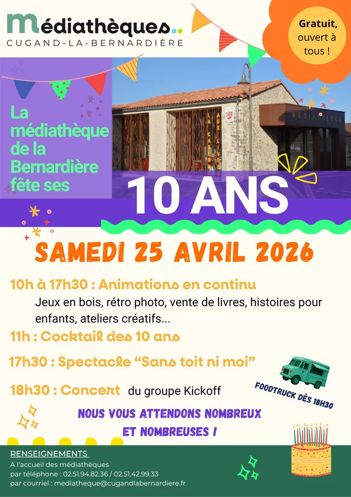 Célébrons ensemble les 10 ans de la médiathèque de la Bernardière