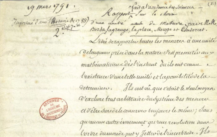 Définir le mètre sous la Révolution française