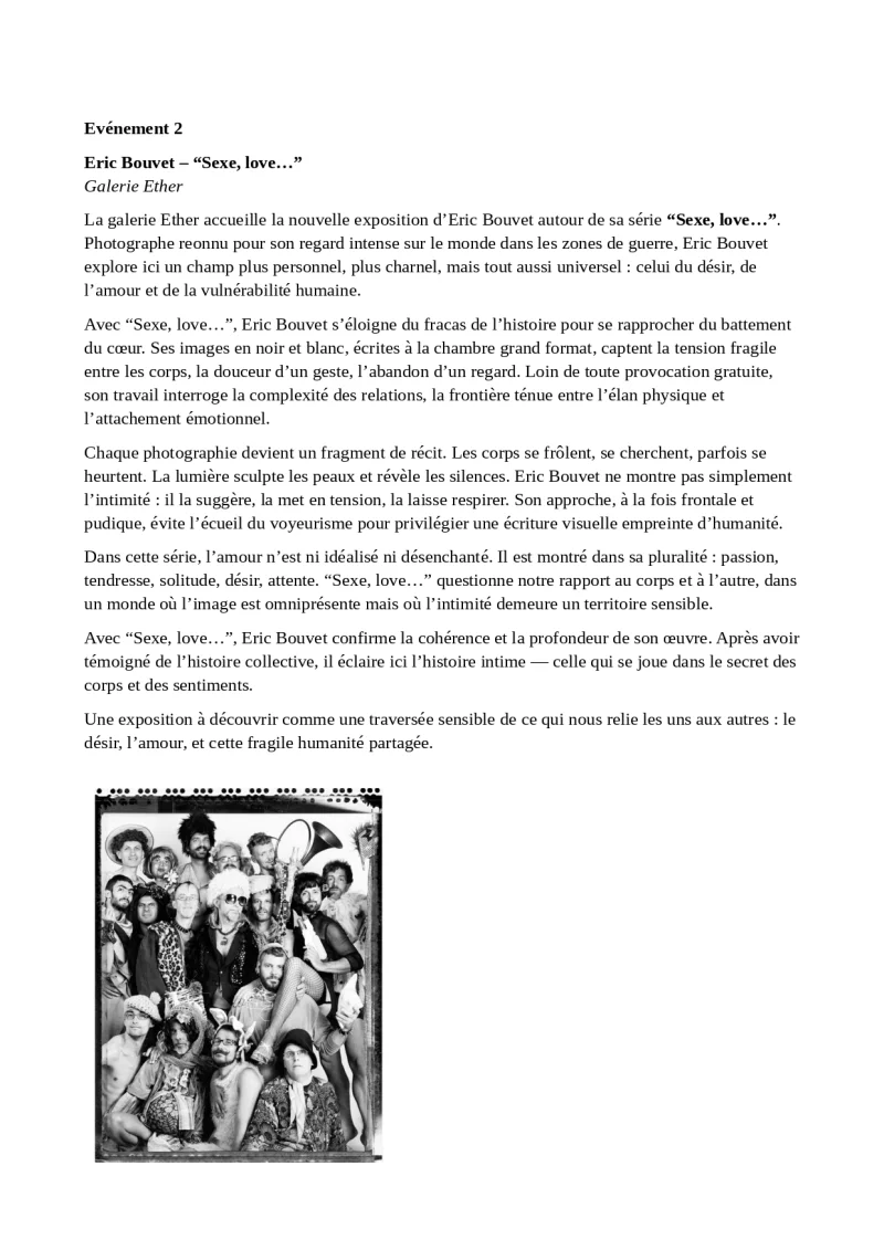 [EXPOSITION L'amour et le trouble] " Sexe, love... "