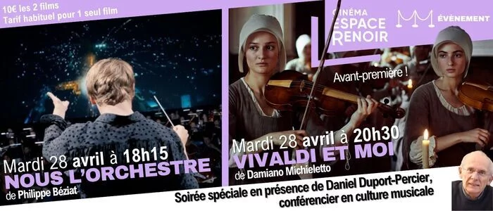 Films musicaux en présence d'un conférencier sur l'histoire musicale.