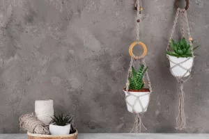 Suspension végétale en macramé
