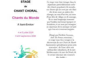 Stage de chant choral par le Festival Vino Voce - Chants du Monde