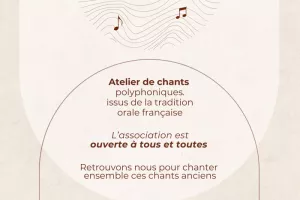 Atelier de chant polyphonique, chants traditionnels français, tous les lundis soir à Carcassonne de 19h à 20h30 (avenue des berges de l'Aude)