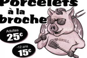Repas porcelets à la broche